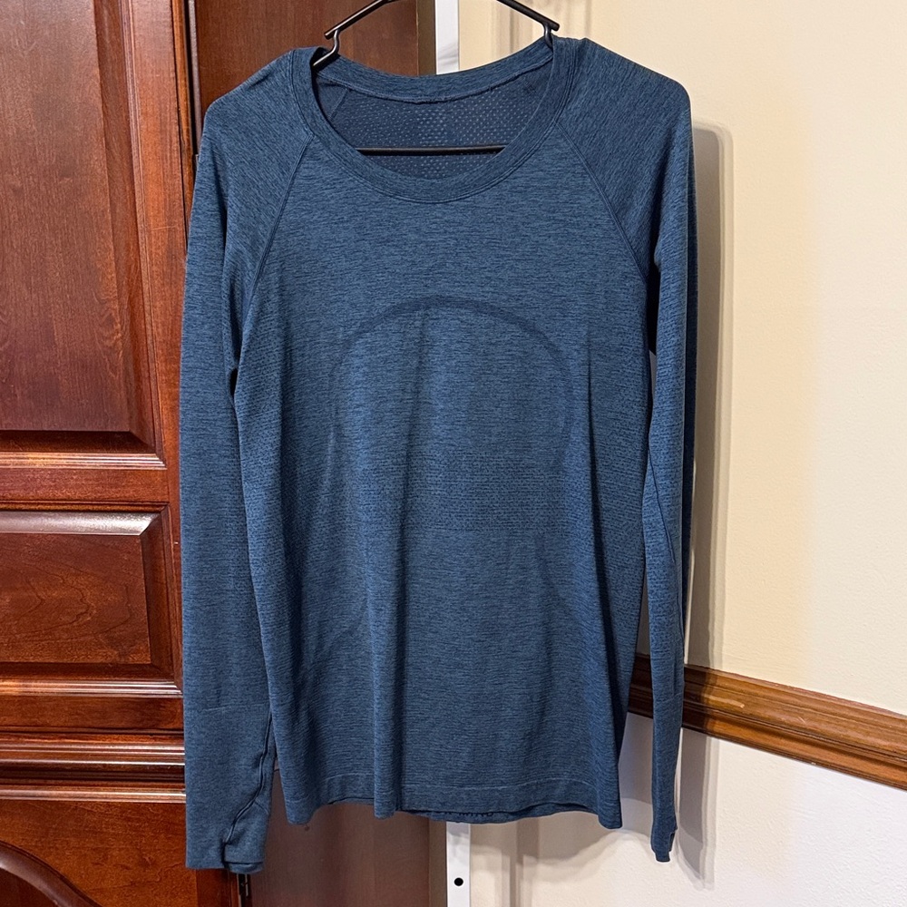 Lululemon Swiftly Tech Long Sleeve 2.0 Sz 10 Heathered True Navy Blue 1091